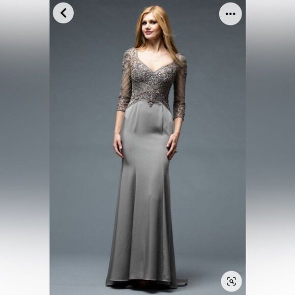 Marsoni Beaded V Neck Maxi Formal Dress 4 - Picture 12 of 13